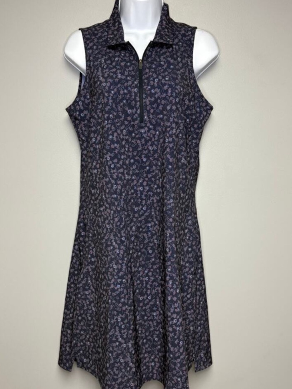 PUMA Sleeveless Navy Floral Zip-Front Dress Golf/Tennis
